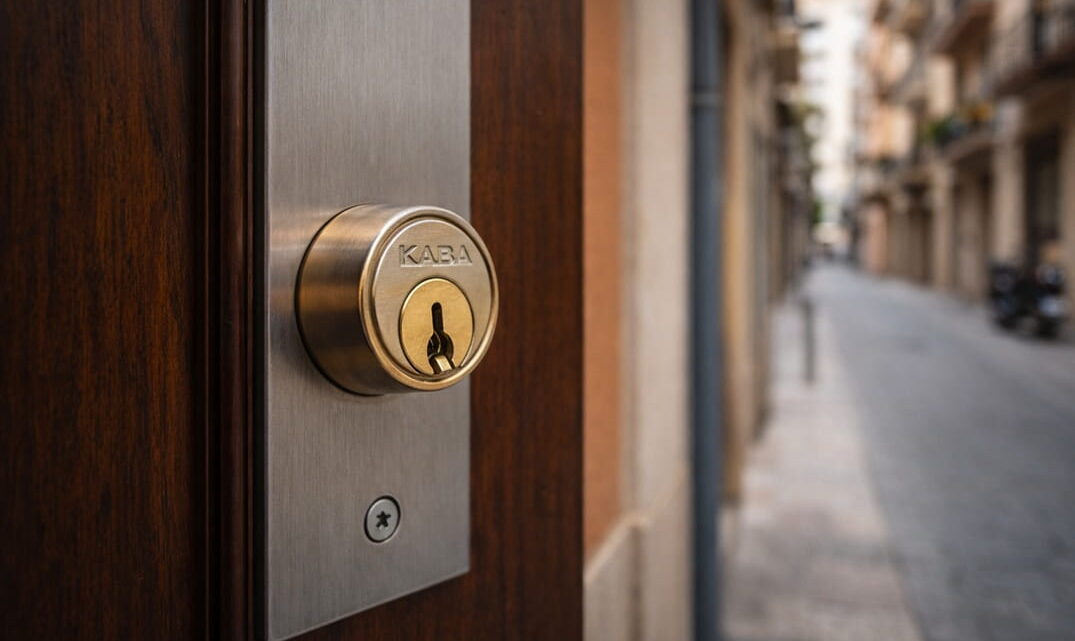 detalle de bombin de seguridad en puerta de vivienda en Reus