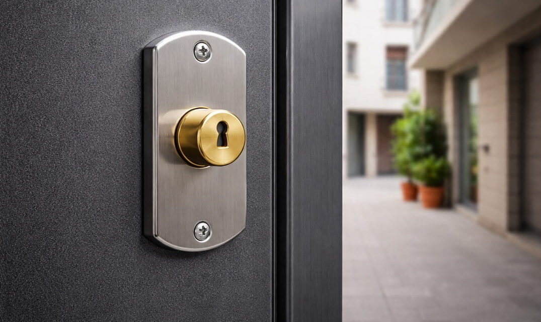 bombin de seguridad en puerta metálica de vivienda en Tarragona