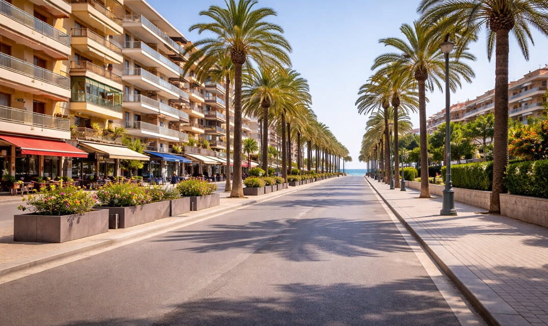 avenida de Salou con edificios turísticos donde se necesita cerrajero