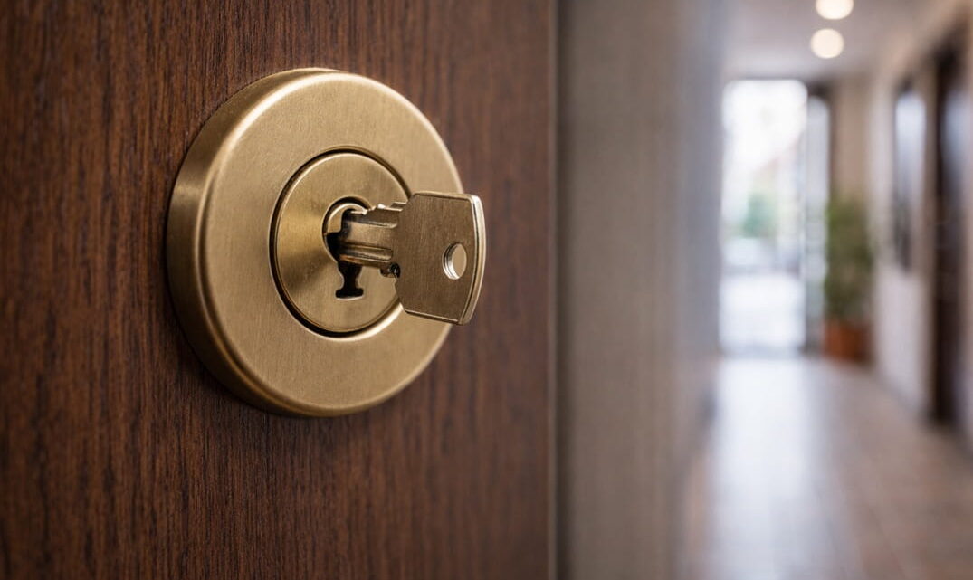 llave rota dentro de cerradura en puerta de vivienda en Reus