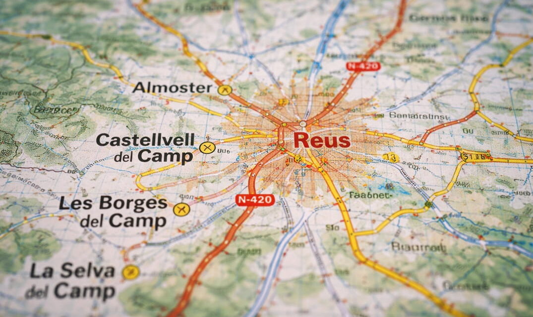 Mapa de Reus con poblaciones cercanas como Almoster, Castellvell y Les Borges del Camp